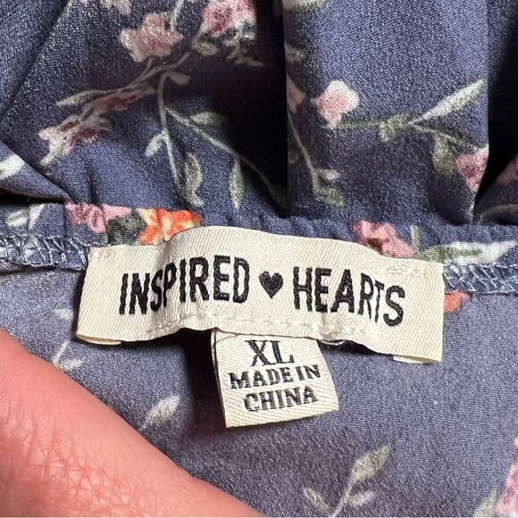 Inspired Hearts Floral Milkmaid Dress Sz XL Puff Sleeves Prairie Cottage Peasant - Picture 8 of 11